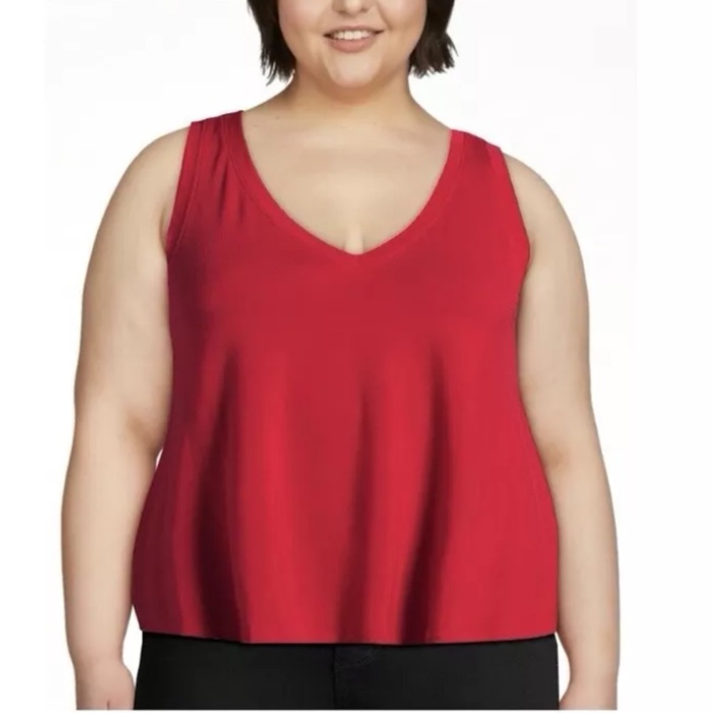 Time and Tru Women's Hi-Low Sleeveless Relaxed Fit Tank Top Size XXL (20) Red